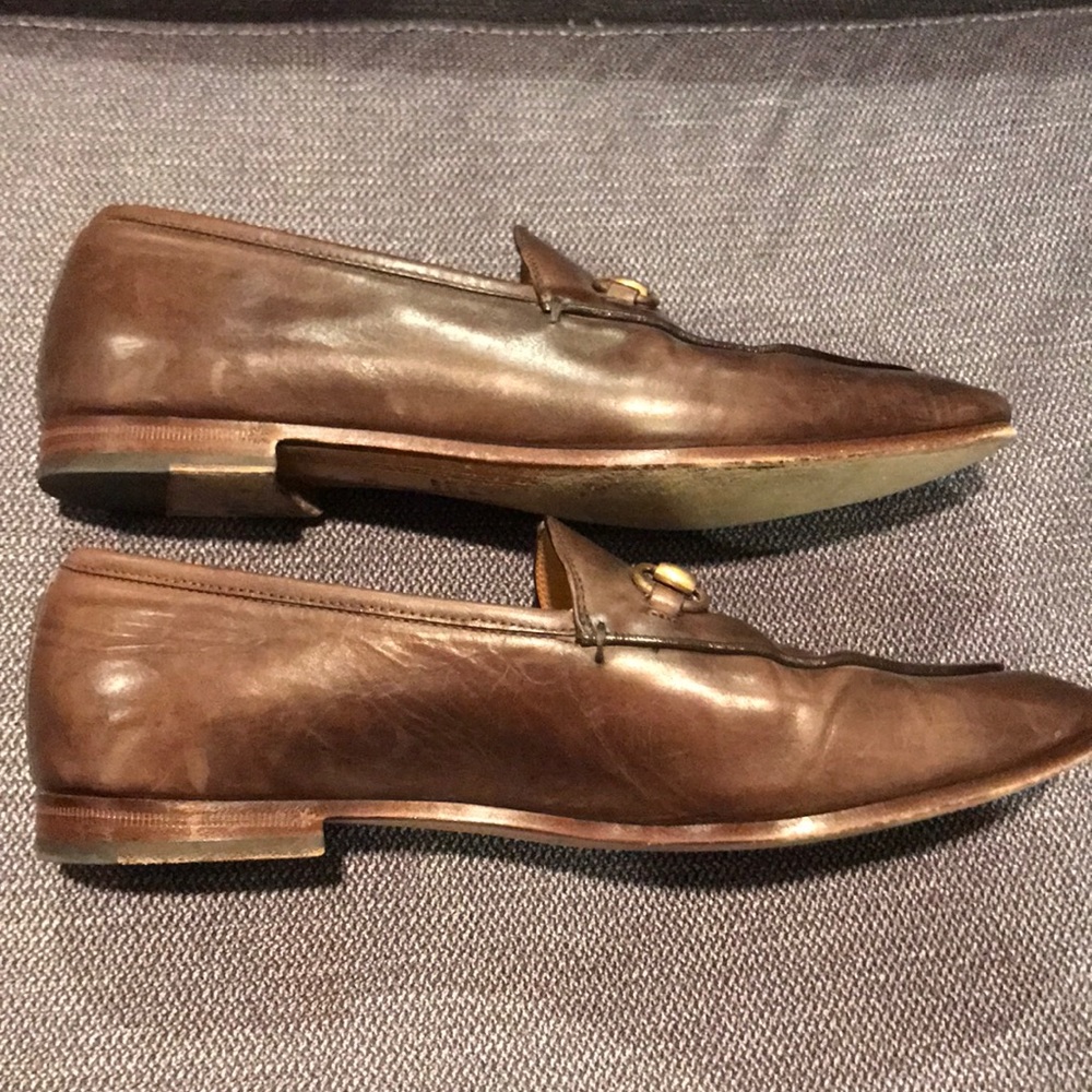 GUCCI Jordaan Leather Loafers Dark Brown Size 39 - Picture 6 of 7
